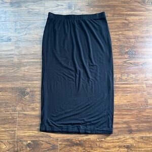 Black High-Waisted Maxi Pencil Skirt - XL, Stretchy & Soft